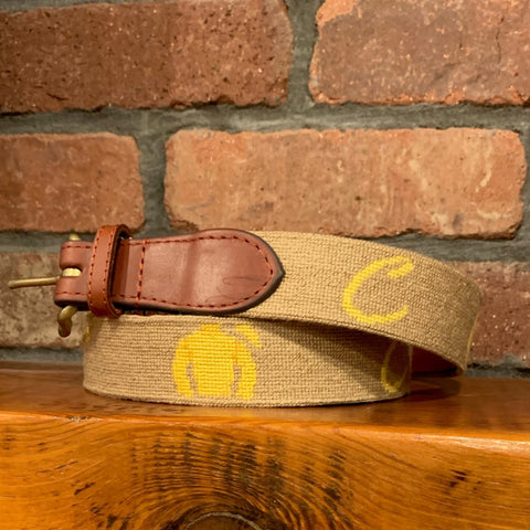 Claiborne Farm Needlepoint and Leather Belt