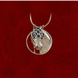 Secretariat Sterling Silver Blue Enamel Pendant Necklace