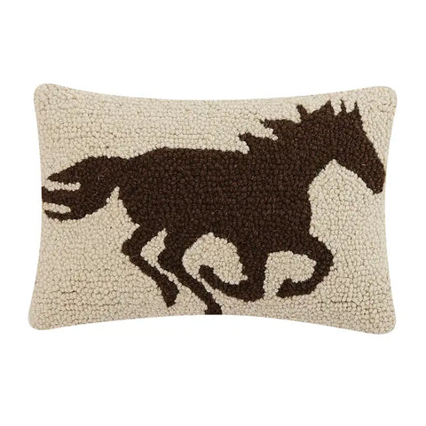 Racehorse Silhouette Hooked Pillow