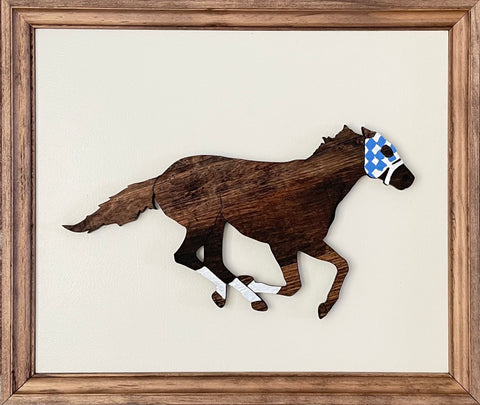 Framed Secretariat Bourbon Barrel Wooden Art