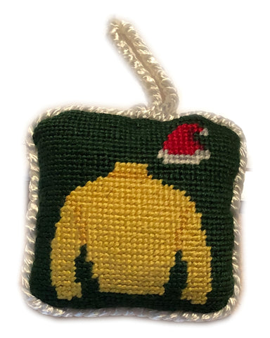 Stitched Claiborne Silks Santa Hat Ornament